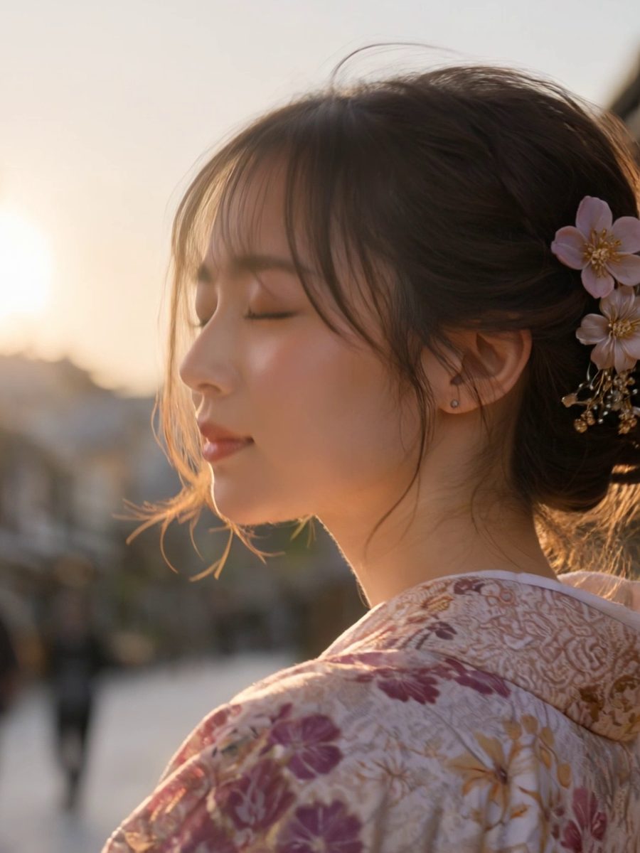 髪飾りをつけた女性の横顔